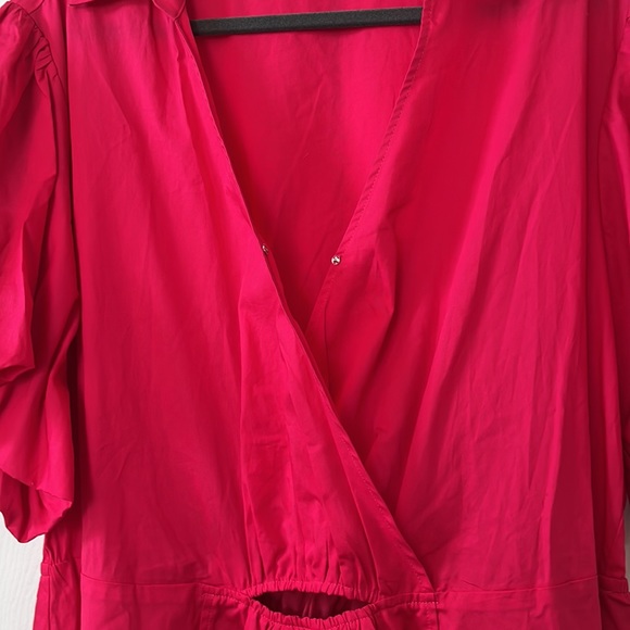 And Now This- 3x Hot Bright Pink Puff Sleeve Mini Dress Cutout NWT - Picture 8 of 9